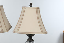 Load image into Gallery viewer, Pair of Bronze Finish Glass Urn Table Lamps with Beige Shades 30 Inch