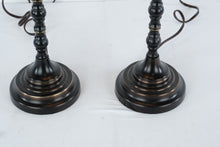 Load image into Gallery viewer, Pair Black Turned Candlestick Table Lamps 37 Inch Tall With Shades