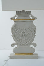 Load image into Gallery viewer, Lillian Home Thalia Carved Wood Table Lamps Pair Ivory Gold French Country 34 Inch