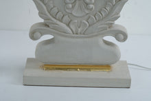 Load image into Gallery viewer, Lillian Home Thalia Carved Wood Table Lamps Pair Ivory Gold French Country 34 Inch