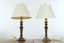 Load image into Gallery viewer, Pair Traditional Bronze Finish Table Lamps 26 Inch Fluted Column Lamps