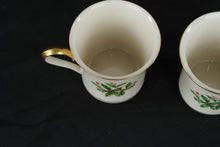Load image into Gallery viewer, Lenox Holiday Holly Berry Porcelain Coffee Mug Set of 2 Gold Trim USA