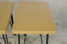 Load image into Gallery viewer, Vintage Mid Century Formica Side Tables Hairpin Legs Pair 1950s
