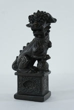 Load image into Gallery viewer, Marwal Foo Dog Guardian Statues – Pair of Black Chinese Lion Figures on Pedestals, 11” Tall