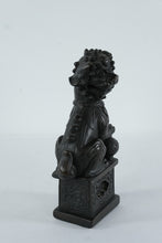 Load image into Gallery viewer, Marwal Foo Dog Guardian Statues – Pair of Black Chinese Lion Figures on Pedestals, 11” Tall