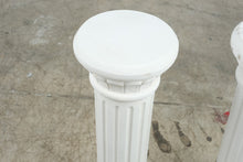 Load image into Gallery viewer, Pair Vintage Mexico Neoclassical White Plaster Fluted Column Pedestals 28 Inch