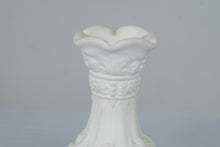 Load image into Gallery viewer, Vintage Imperial Loganberry White Satin Milk Glass Vases Pair 10 Inch