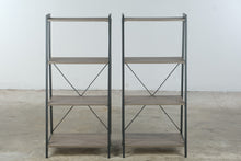 Load image into Gallery viewer, Pair of Industrial Ladder Bookshelves with Wood Shelves