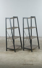 Load image into Gallery viewer, Pair of Industrial Ladder Bookshelves with Wood Shelves