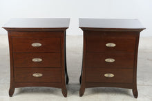 Load image into Gallery viewer, Pair of Contemporary Cherry Finish 3 Drawer Nightstands End Tables