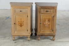 Load image into Gallery viewer, Pair of Oak Nightstands with Marquetry Doors and Single Drawer