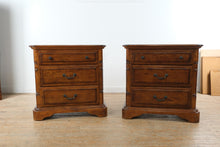 Load image into Gallery viewer, Traditional Wood Nightstands Set of 2 Three Drawer Bedside Tables 32 Inch