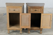 Load image into Gallery viewer, Pair of Oak Nightstands with Marquetry Doors and Single Drawer