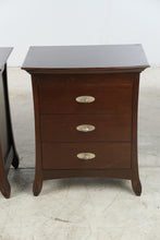 Load image into Gallery viewer, Pair of Contemporary Cherry Finish 3 Drawer Nightstands End Tables