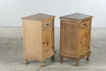 Load image into Gallery viewer, Pair of Oak Nightstands with Marquetry Doors and Single Drawer