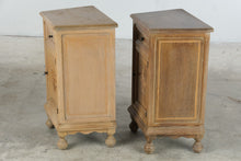 Load image into Gallery viewer, Pair of Oak Nightstands with Marquetry Doors and Single Drawer