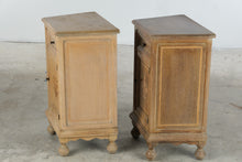 Load image into Gallery viewer, Pair of Oak Nightstands with Marquetry Doors and Single Drawer