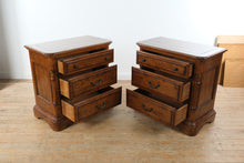 Load image into Gallery viewer, Traditional Wood Nightstands Set of 2 Three Drawer Bedside Tables 32 Inch