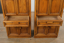 Load image into Gallery viewer, Pair of Vintage Oak Storage Cabinets with Pull Out Table and Drawer Storage