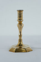Load image into Gallery viewer, Pair of Vintage Solid Brass Candlesticks – Faceted Stem & Octagonal Base – 7” Tall Traditional Style