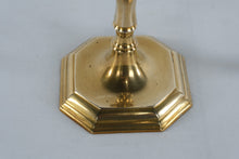 Load image into Gallery viewer, Pair of Vintage Solid Brass Candlesticks – Faceted Stem & Octagonal Base – 7” Tall Traditional Style