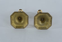 Load image into Gallery viewer, Pair of Vintage Solid Brass Candlesticks – Faceted Stem & Octagonal Base – 7” Tall Traditional Style