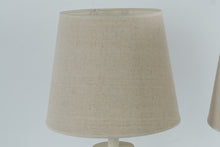 Load image into Gallery viewer, Pair White Turned Column Table Lamps Cream Finish Linen Shades 25 Inch