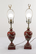 Load image into Gallery viewer, Pair of Ornate Ribbon Adorned Lamps