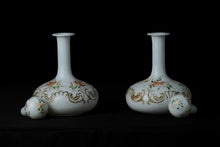Load image into Gallery viewer, Pair of Painted Milk Glass Decanters / Cologne