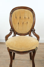 Load image into Gallery viewer, Pair of Victorian Style Tufted Parlor Chairs with Velvet Velour Upholstery