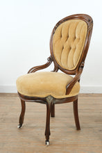 Load image into Gallery viewer, Pair of Victorian Style Tufted Parlor Chairs with Velvet Velour Upholstery