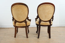 Load image into Gallery viewer, Pair of Victorian Style Tufted Parlor Chairs with Velvet Velour Upholstery