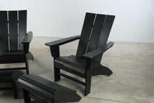 Load image into Gallery viewer, Set of 2 Polywood Black Adirondack Chairs with Matching Ottomans