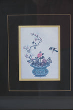 Load image into Gallery viewer, Pair of Framed Asian Bird and Floral Vase Prints with Gold Mats 16.5 x 18.5