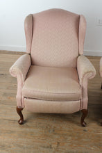 Load image into Gallery viewer, Pair of Pale Pink Reclining Wingback Chairs