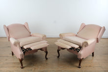 Load image into Gallery viewer, Pair of Pale Pink Reclining Wingback Chairs