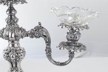Load image into Gallery viewer, Pair of Reed and Barton Renaissance Silver Candelabras with Glass Holders
