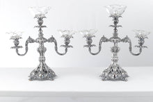 Load image into Gallery viewer, Pair of Reed and Barton Renaissance Silver Candelabras with Glass Holders