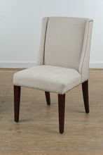 Load image into Gallery viewer, Pair of Safavieh Upholstered Dining Chairs with Nailhead Trim in Neutral Linen