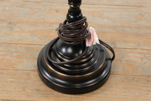 Load image into Gallery viewer, Pair Tall Black Turned Table Lamps Traditional Style with Peach Fabric Shades