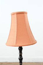 Load image into Gallery viewer, Pair Tall Black Turned Table Lamps Traditional Style with Peach Fabric Shades