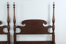 Load image into Gallery viewer, Pair of Mahogany Twin Poster Beds with Turned Spindle Footboards
