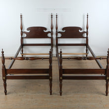 Load image into Gallery viewer, Pair of Mahogany Twin Poster Beds with Turned Spindle Footboards