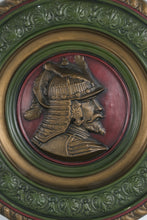 Load image into Gallery viewer, Pair of Large Plaster Wall Medallions Renaissance Armored Knight Portraits 18 Inch