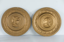 Load image into Gallery viewer, Pair of Large Plaster Wall Medallions Renaissance Armored Knight Portraits 18 Inch