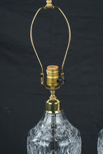 Load image into Gallery viewer, Waterford Crystal Table Lamps Pair Brass Base Cut Crystal Accent Lamps