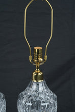 Load image into Gallery viewer, Waterford Crystal Table Lamps Pair Brass Base Cut Crystal Accent Lamps