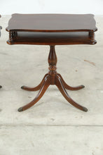 Load image into Gallery viewer, Pair of Brandt Mahogany Pedestal End Tables with Magazine Shelves - Online Only