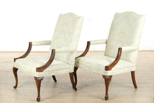 Load image into Gallery viewer, Pair of Elegant Armchairs with Radiant Neopolitan Wave Upholstery – One-of-a-Kind