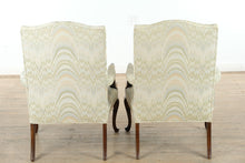 Load image into Gallery viewer, Pair of Elegant Armchairs with Radiant Neopolitan Wave Upholstery – One-of-a-Kind